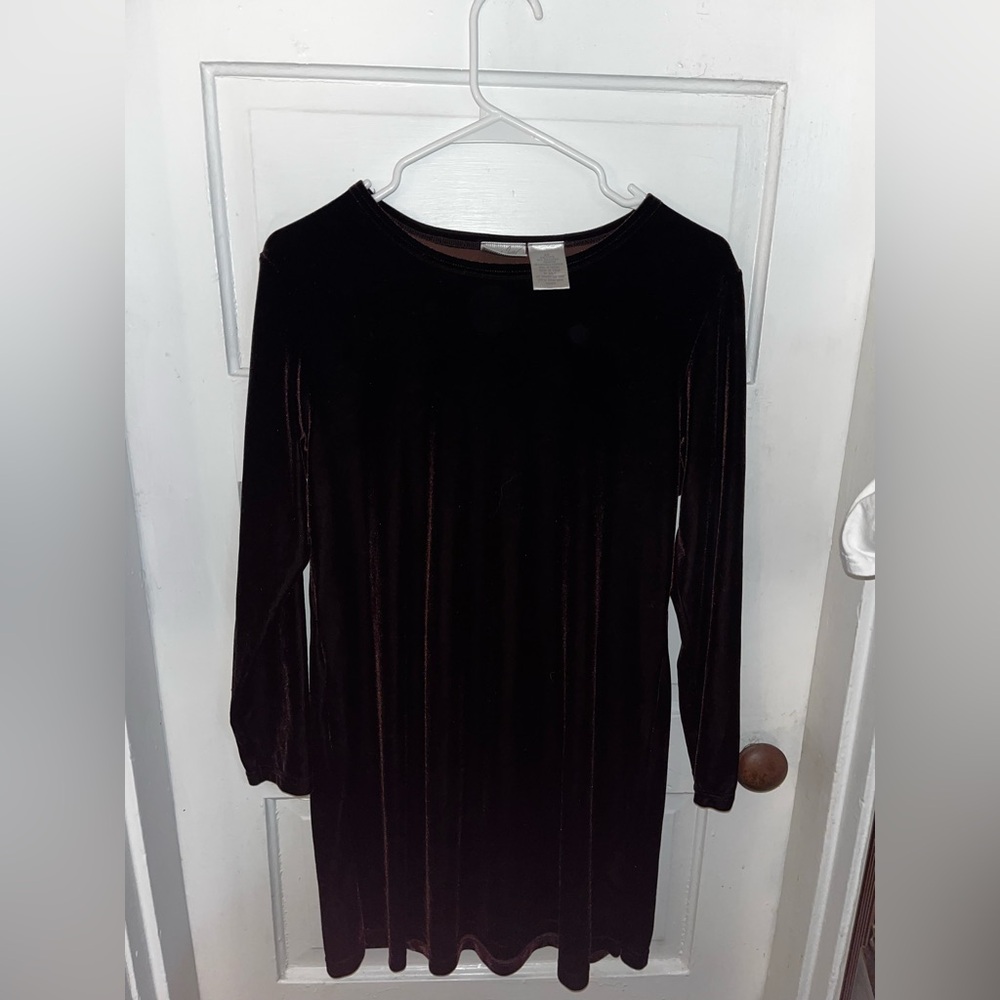 Vintage Red Velvet Long Sleeve Swing Dress